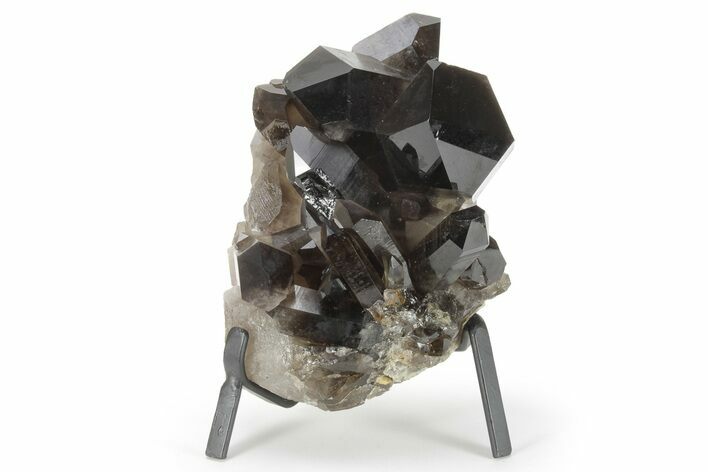 Smoky Quartz Crystal Cluster on Metal Stand - Brazil #229535